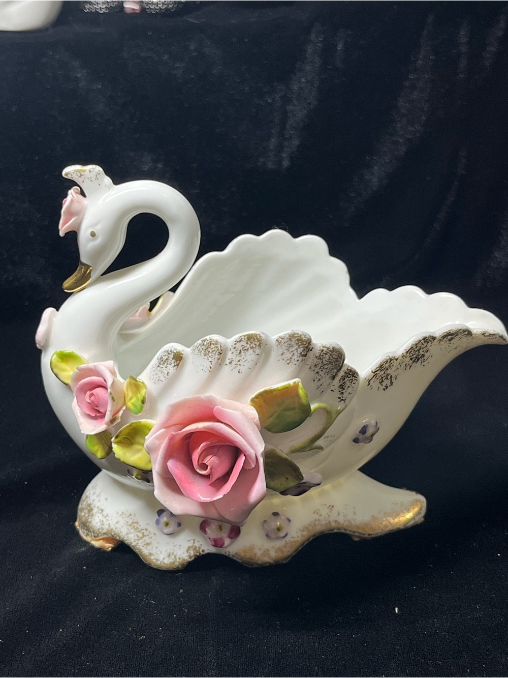 Vintage Lefton China Swan Trinket Dishes - Full Set, Hand-Painted (1950s) - Picture 13 of 15